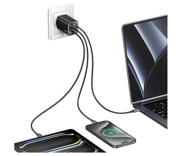 USAMS Ładowarka 65W GaN Fast Charger 1xUSB-C 1xUSB-A  /kabel USB-C czarna - 1471729 - zdjęcie 4